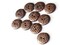 10 20mm Round Brown Wooden Two Hole Buttons with Holographic Silver Diamond Pattern